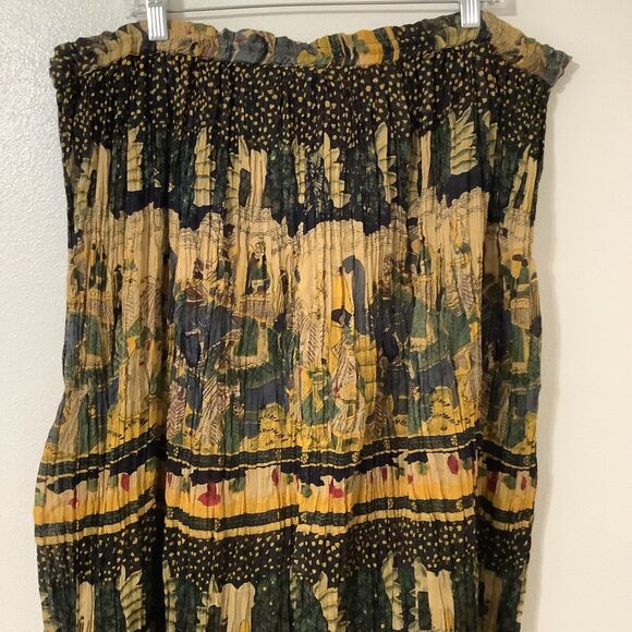 Gold Star Vintage Bohemian Hippie Indie Asian Inspired Wearable Art Maxi Skirt - Picture 5 of 8